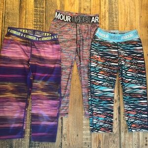 3 pairs under armour capri leggings size YS 8/10